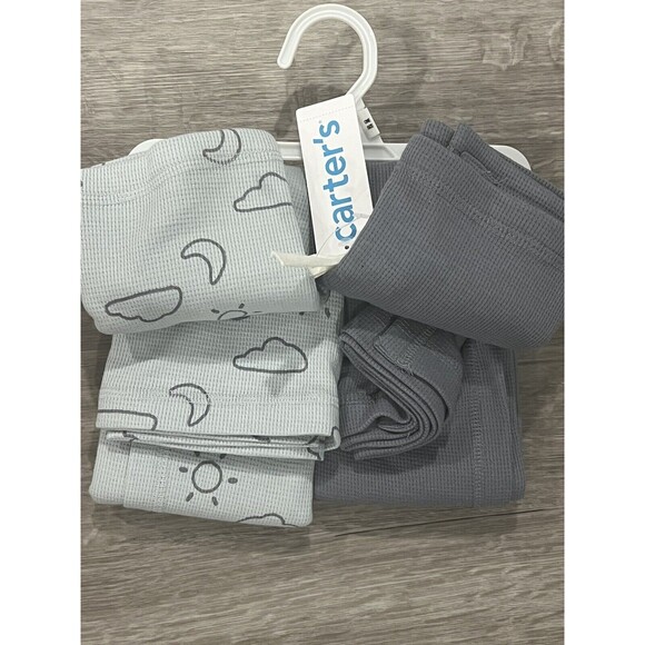 CARTER'S Thermal Baby Blanket Set Blue Moon And Sky Soft Cotton 2 Piece New - Picture 5 of 6